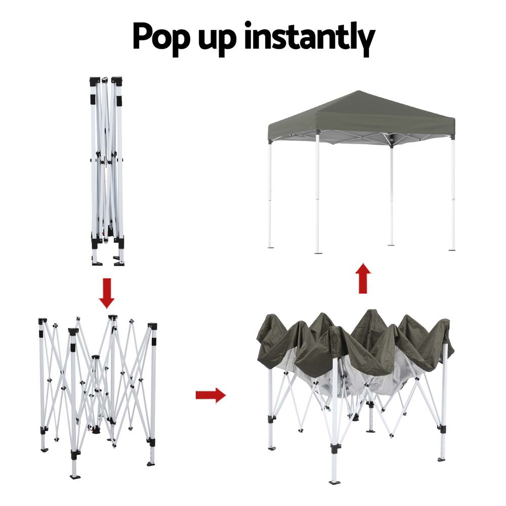 Instahut Gazebo 2x2m Outdoor Patio Garden Marquee Shade w/ Base Pods Grey-4