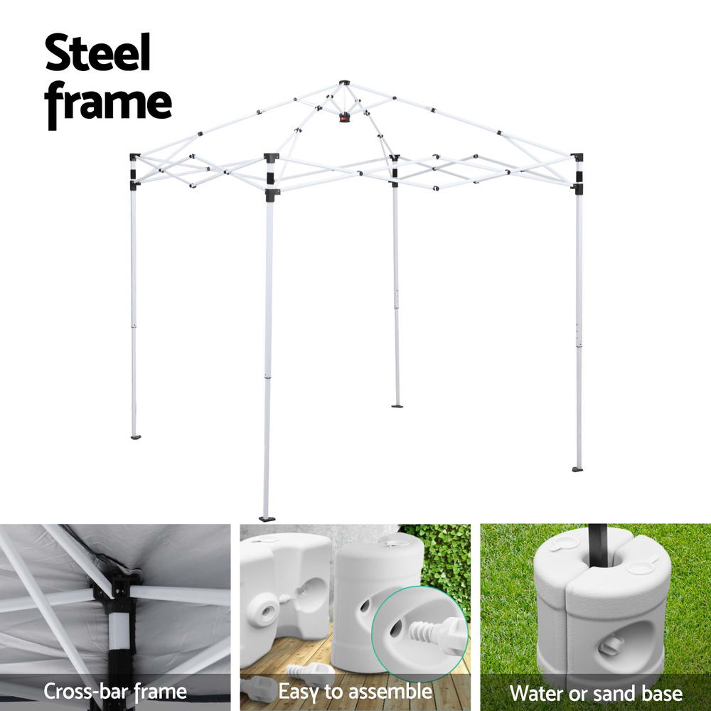 Instahut Gazebo 2x2m Outdoor Patio Garden Marquee Shade w/ Base Pods Grey-5