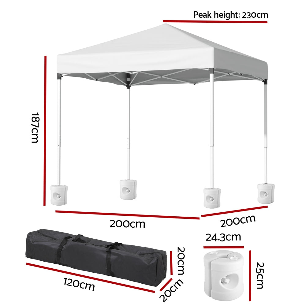 Instahut Gazebo 2x2m Outdoor Patio Garden Marquee Shade w/ Base Pods White-1