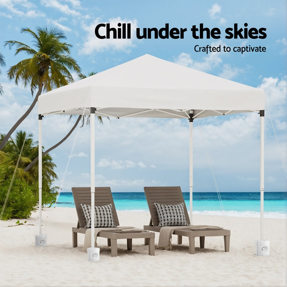 Instahut Gazebo 2x2m Outdoor Patio Garden Marquee Shade w/ Base Pods White-4