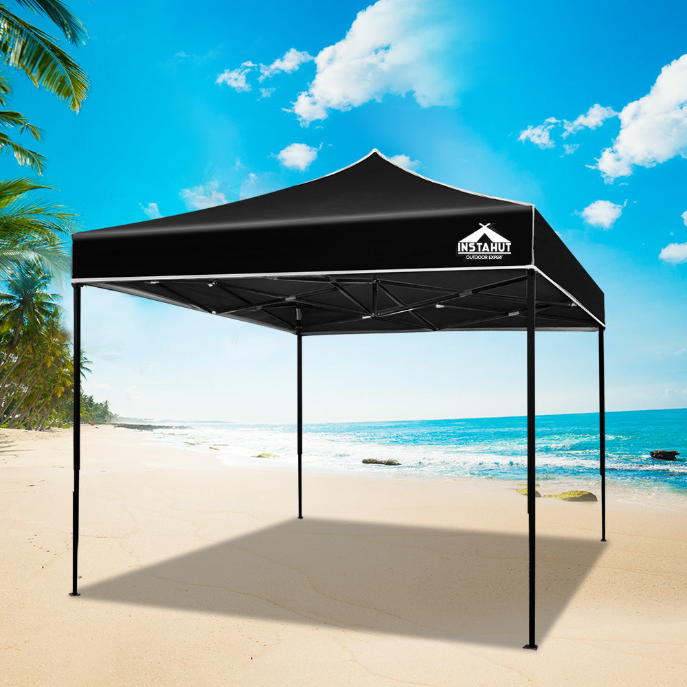 Instahut Gazebo Pop Up Marquee 3x3m Folding Tent Wedding Outdoor Camping Canopy Gazebos Shade Black-6