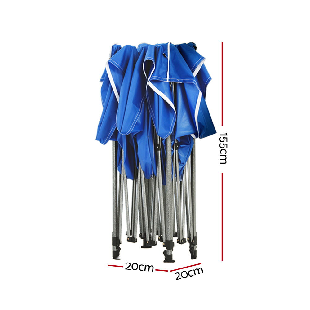 Instahut Gazebo Pop Up Marquee 3x3 Folding Tent Outdoor Camping 500D Oxford Blue-2