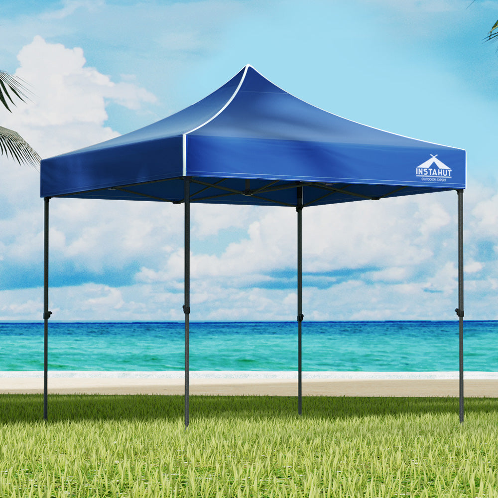 Instahut Gazebo Pop Up 3x3m w/Base Podx4 Marquee Folding Outdoor Wedding Camping Tent Shade Canopy Blue-6