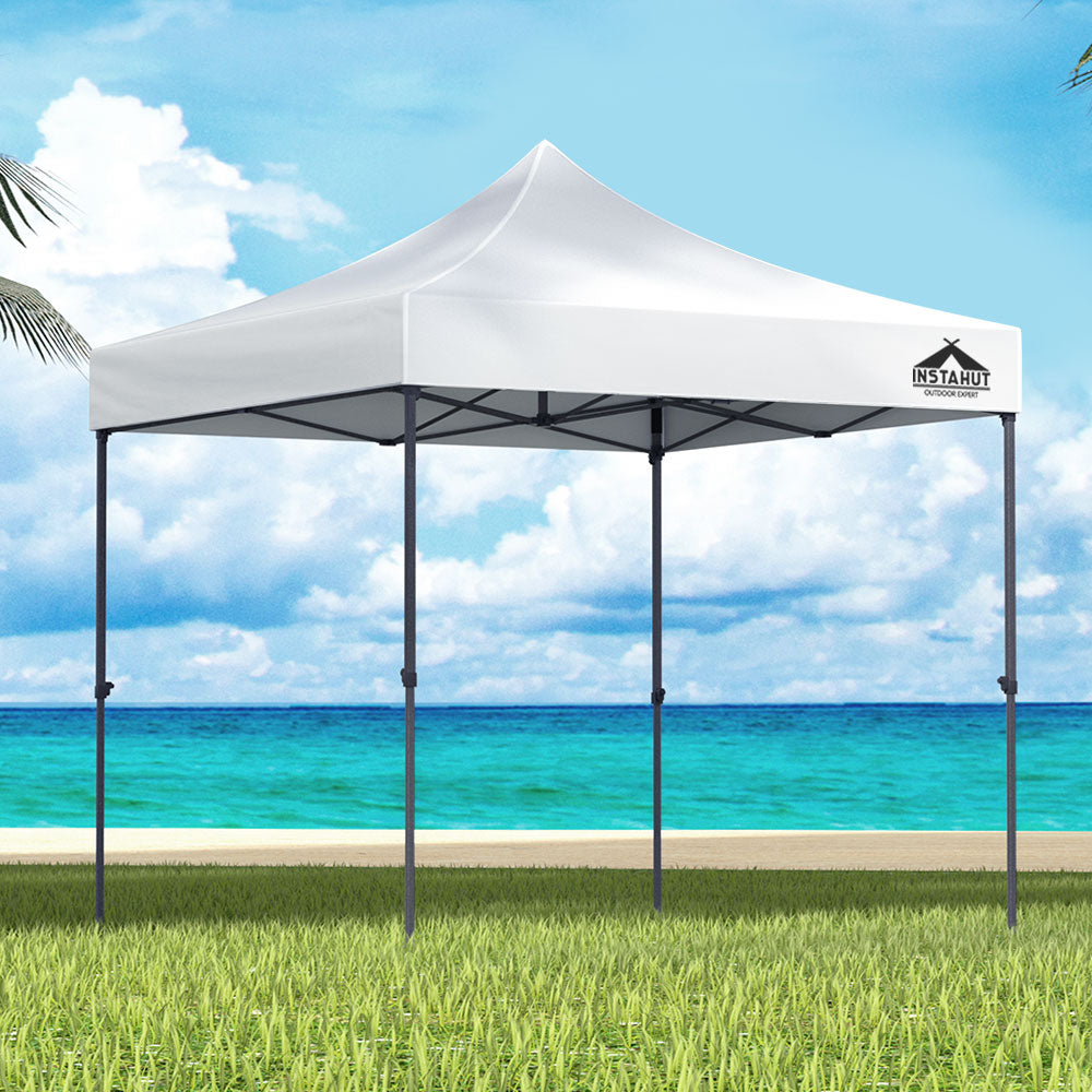 Instahut Gazebo Pop Up 3x3m w/Base Podx4 Marquee Folding Outdoor Wedding Camping Tent Shade Canopy White-0