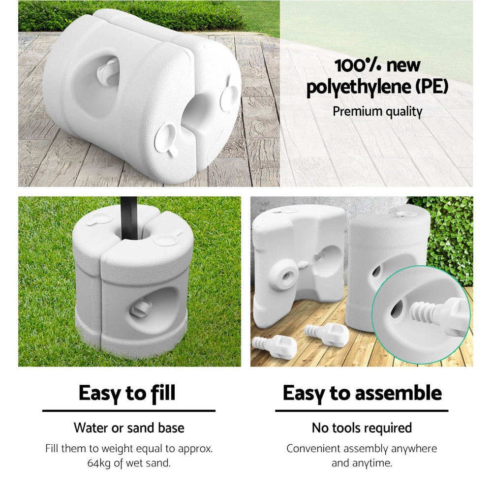 Instahut Gazebo Pop Up 3x3m w/Base Podx4 Marquee Folding Outdoor Wedding Camping Tent Shade Canopy White-5