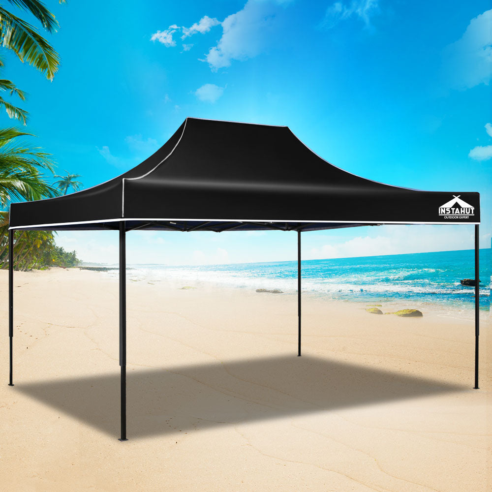 Instahut Gazebo Pop Up Marquee 3x4.5 Folding Tent 500D Wedding Camping Black-6