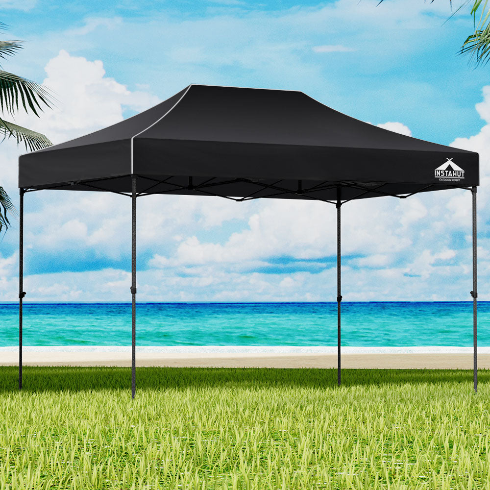 Instahut Gazebo Pop Up Marquee 3x4.5 Folding Tent 500D Wedding Camping Black-7