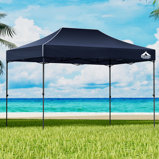 Instahut Gazebo Pop Up 3x4.5m w/Base Podx4 Marquee Folding Outdoor Wedding Camping Tent Shade Canopy Navy-0