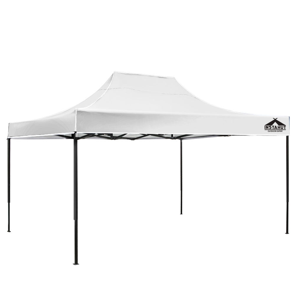 Instahut Gazebo Pop Up Marquee 3x4.5 Folding Tent 500D Oxford Fabric White-0