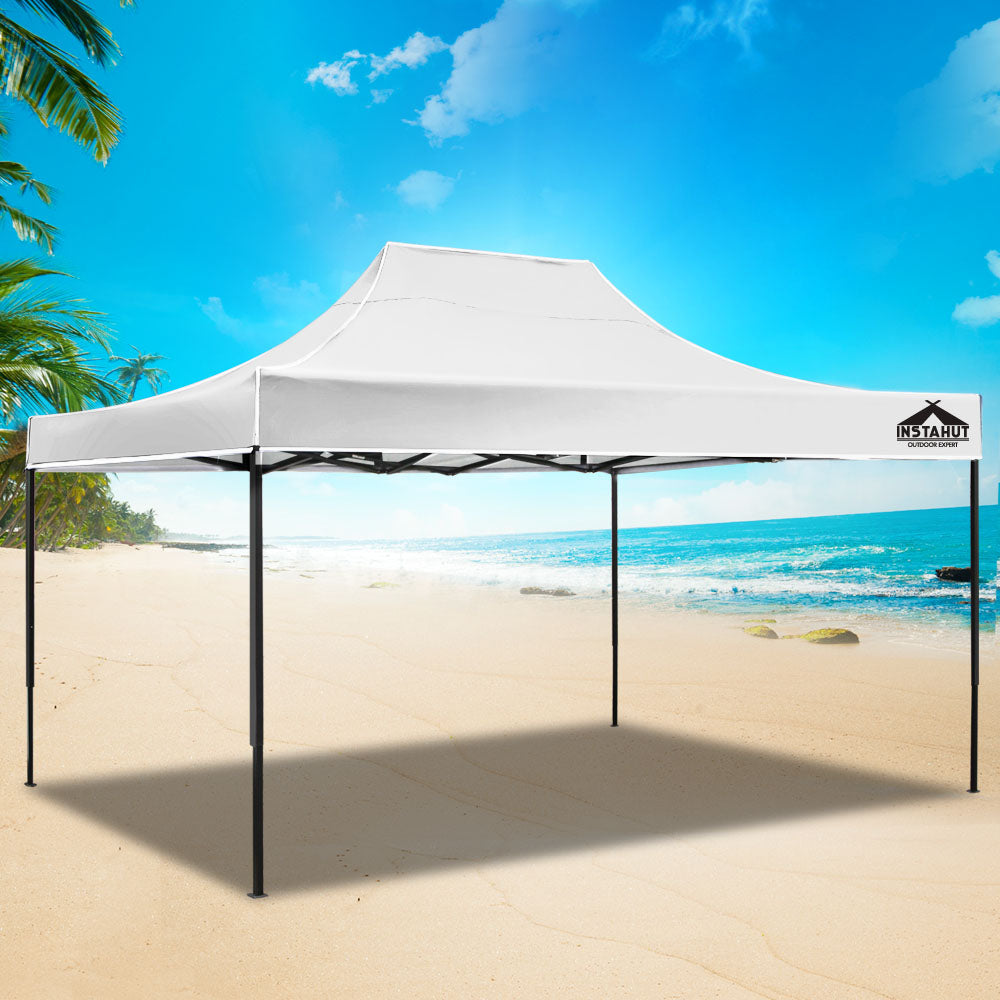 Instahut Gazebo Pop Up Marquee 3x4.5 Folding Tent 500D Oxford Fabric White-6