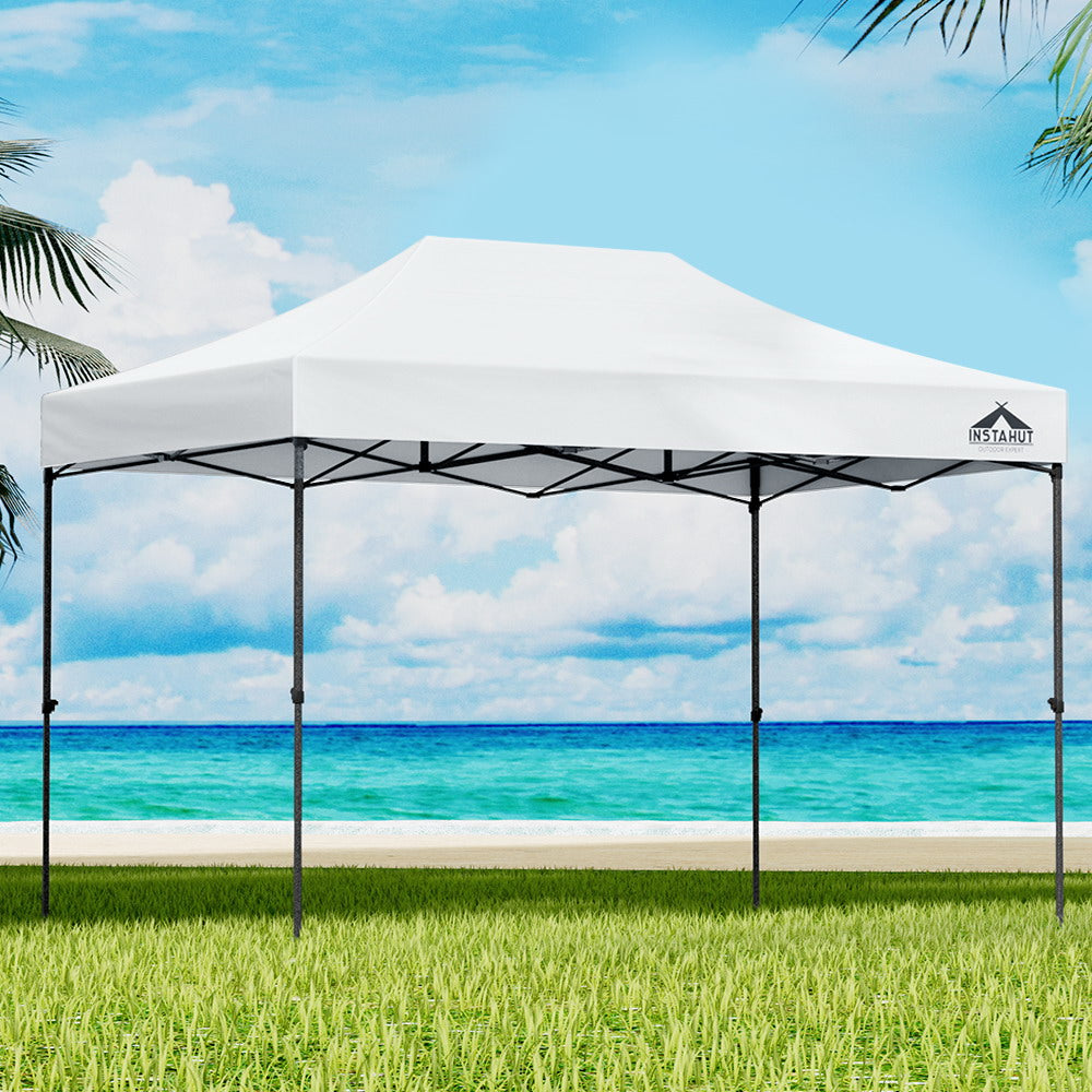 Instahut Gazebo Pop Up 3x4.5m w/Base Podx4 Marquee Folding Outdoor Wedding Camping Tent Shade Canopy White-6