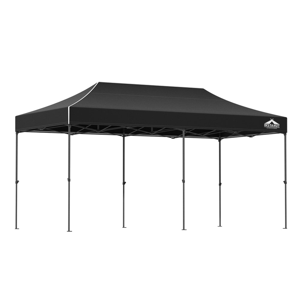 Instahut Gazebo Pop Up Marquee 3x6 Folding Tent Wedding 500D Camping Black-0