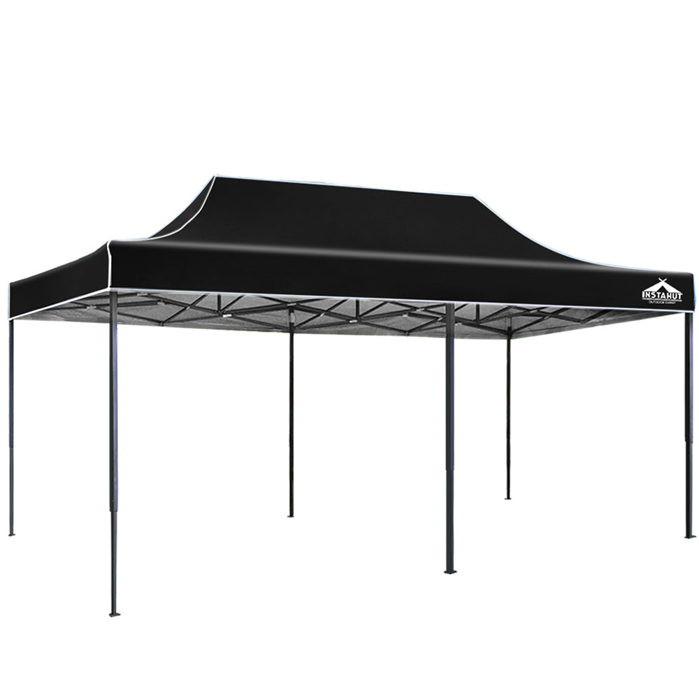 Instahut Gazebo Pop Up Marquee 3x6 Folding Outdoor 500D Tent Base Pod Black-0