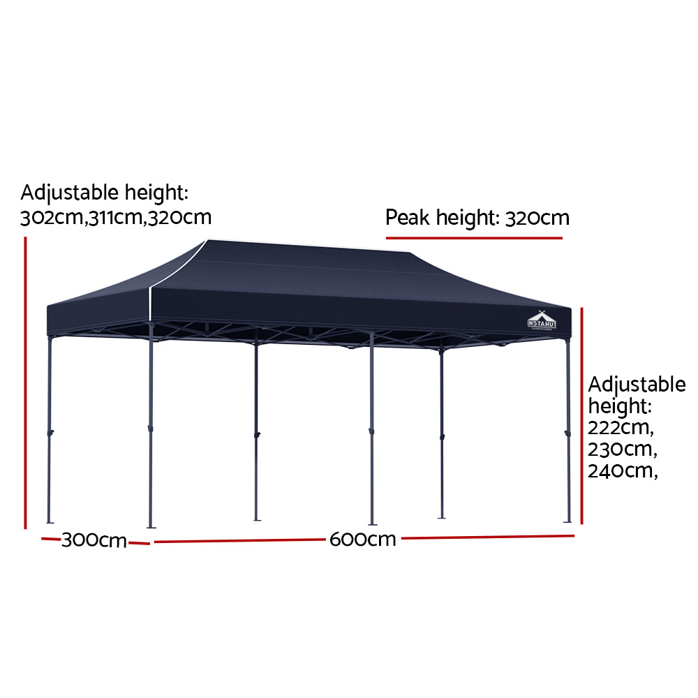 Instahut Gazebo Pop Up Marquee 3x6 Folding Tent Wedding 500D Oxford Camping Navy-1