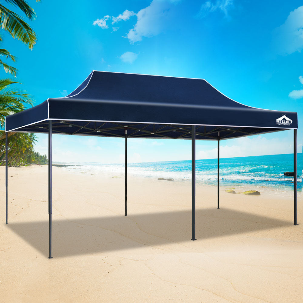 Instahut Gazebo Pop Up Marquee 3x6 Folding Tent Wedding 500D Oxford Camping Navy-6