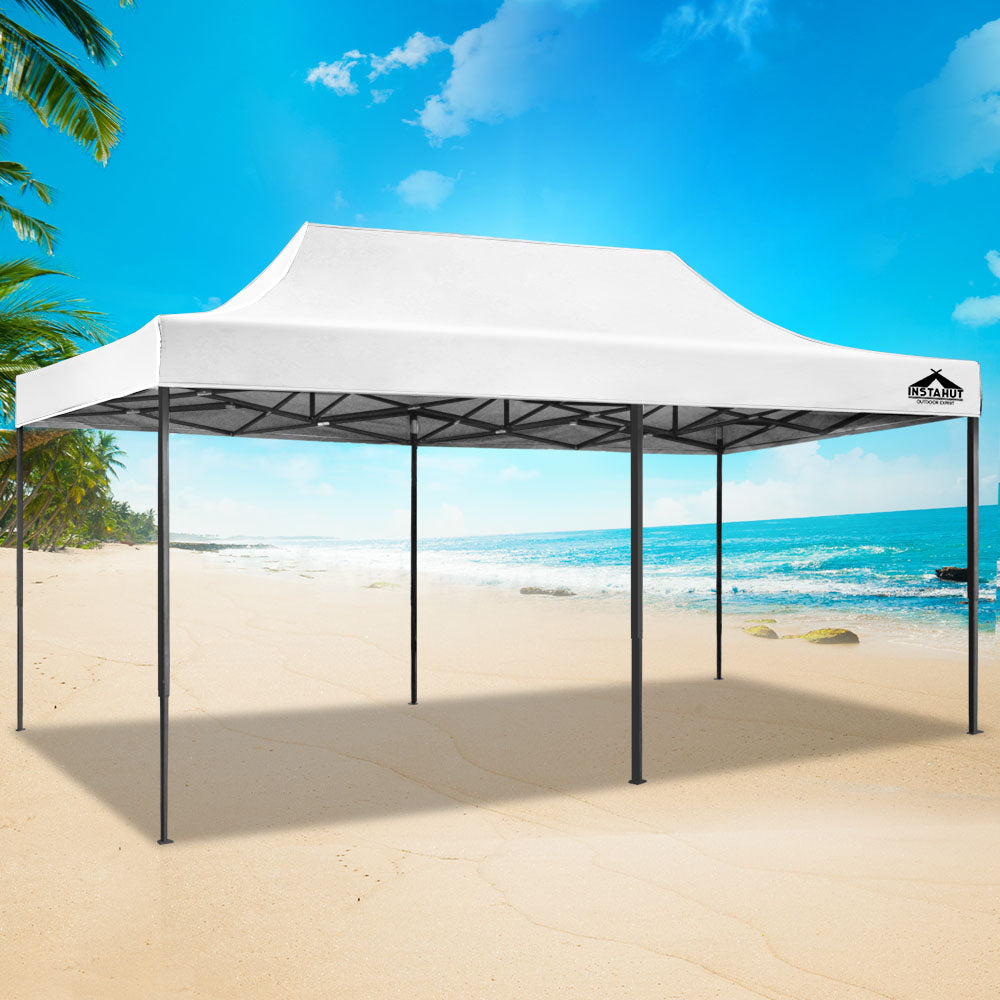 Instahut Gazebo Pop Up Marquee 3x6 Folding Tent Wedding 500D Oxford Fabric White-6