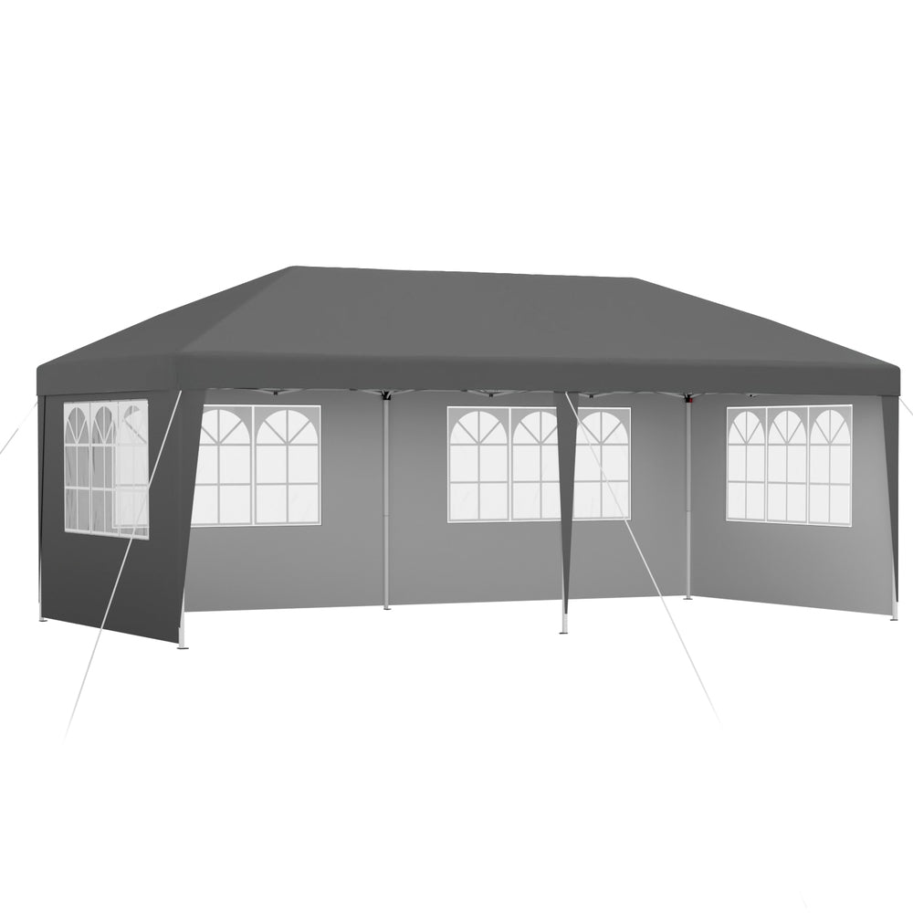 Instahut Gazebo 3x6m Pop Up Marquee Wedding Party Outdoor Camping Canopy Grey-0