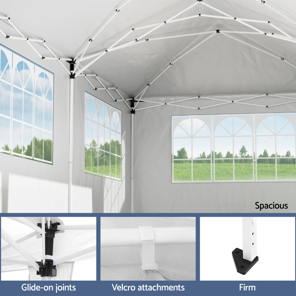 Instahut Gazebo 3x6m Pop Up Marquee Wedding Party Outdoor Camping Canopy Grey-5