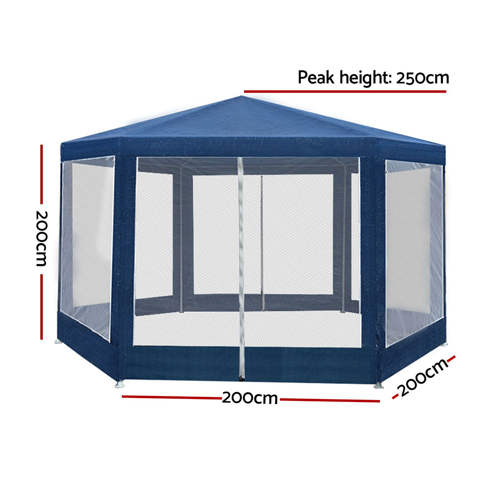 Instahut Gazebo?2x2m Marquee Wedding Party Tent Outdoor Camping Mesh Wall Canopy Shade Gazebos Navy-1