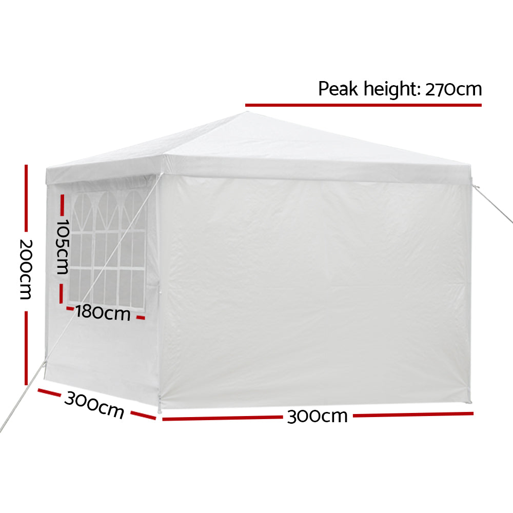 Instahut Gazebo 3x3m Marquee Wedding Party Tent Outdoor Camping Side Wall Canopy Window Panel White-1