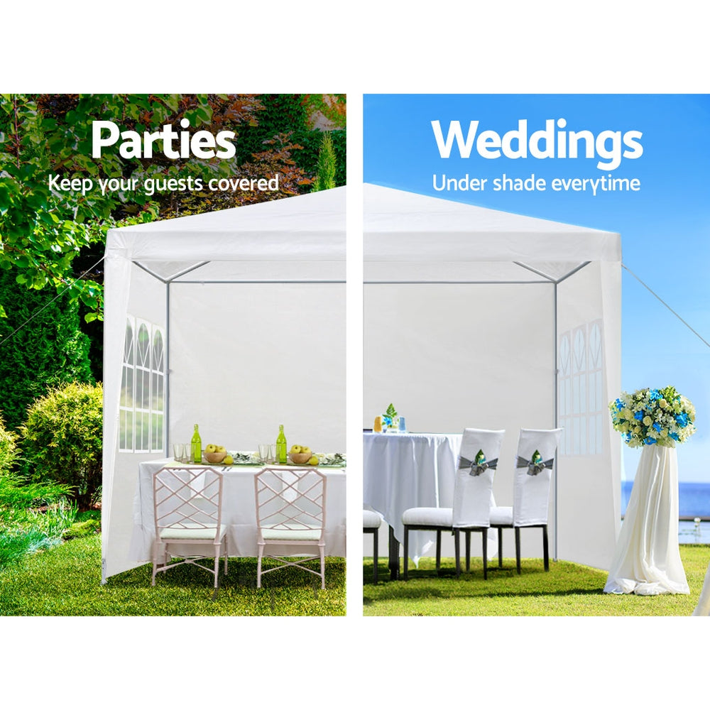 Instahut Gazebo 3x3m Marquee Wedding Party Tent Outdoor Camping Side Wall Canopy Window Panel White-3