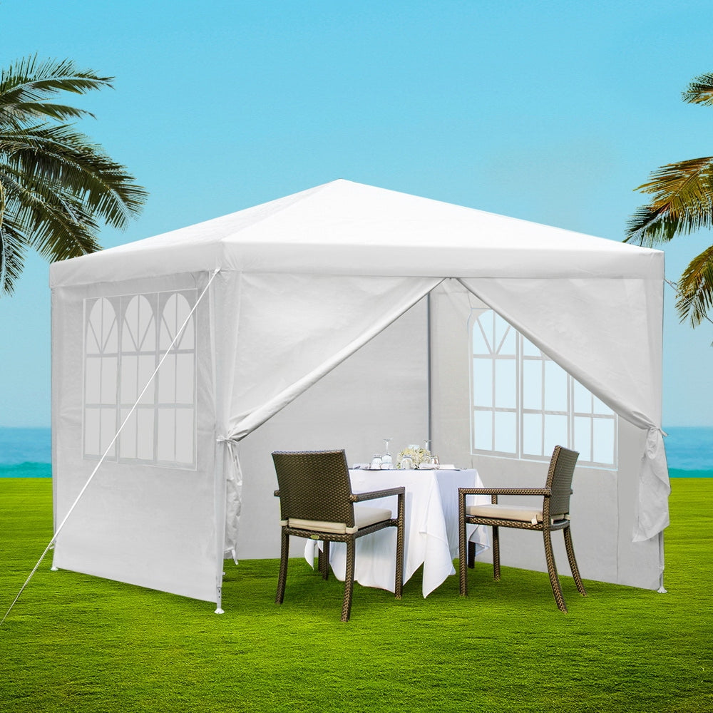 Instahut Gazebo 3x3m Marquee Wedding Party Tent Outdoor Camping Side Wall Canopy Window Panel White-6