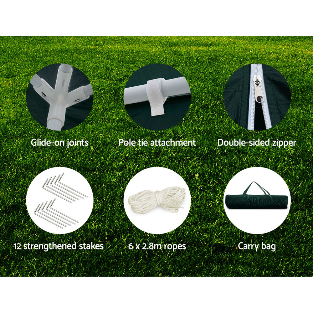 Instahut Gazebo 3x6m Marquee Wedding Party Tent Outdoor Camping Side Wall Canopy 4 Panel Green-5