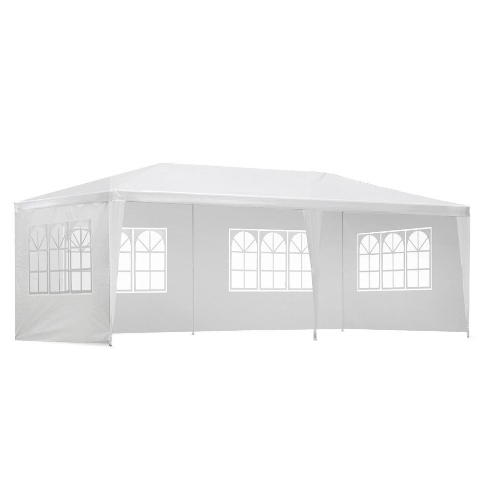 Instahut Gazebo 3x6m Marquee Wedding Party Tent Outdoor Camping Side Wall Canopy 4 Panel White-0