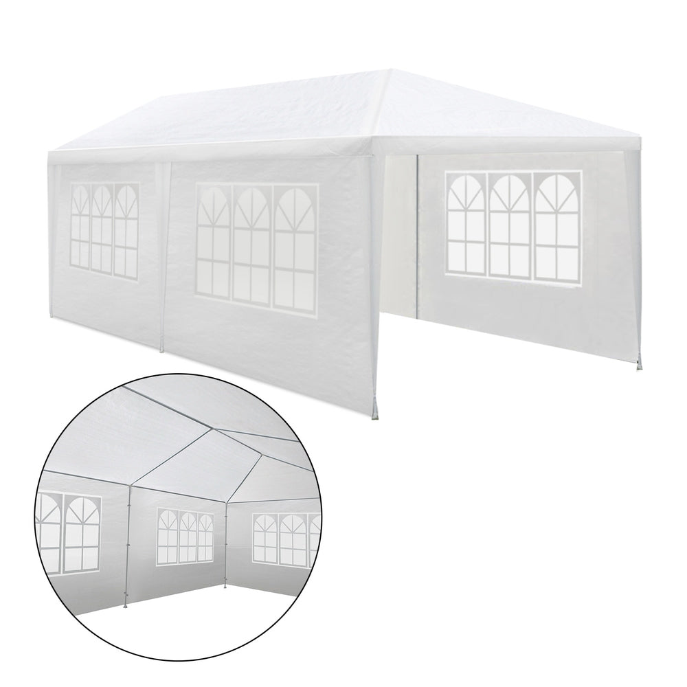 Instahut Gazebo 3x6m Marquee Wedding Party Tent Outdoor Camping Side Wall Canopy 4 Panel White-2