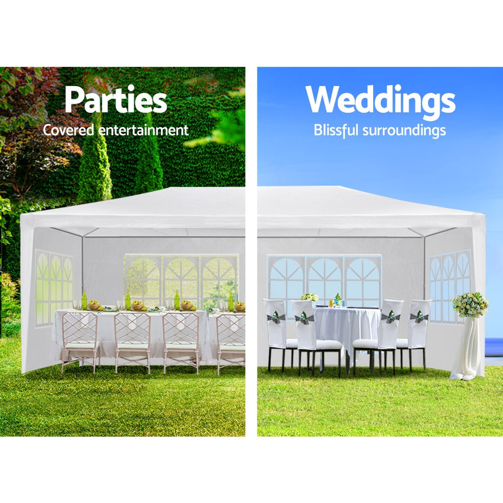 Instahut Gazebo 3x6m Marquee Wedding Party Tent Outdoor Camping Side Wall Canopy 4 Panel White-3