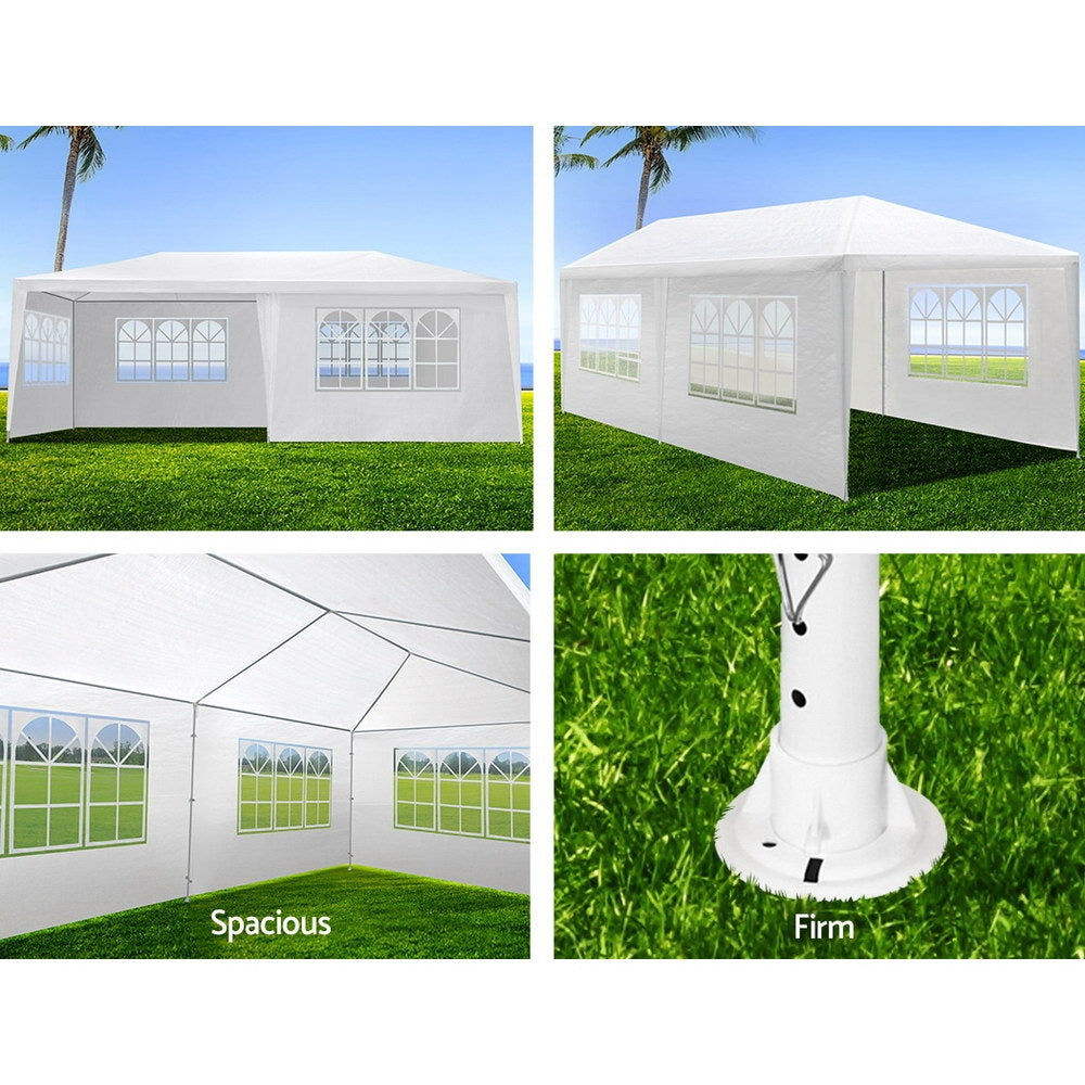 Instahut Gazebo 3x6m Marquee Wedding Party Tent Outdoor Camping Side Wall Canopy 4 Panel White-5