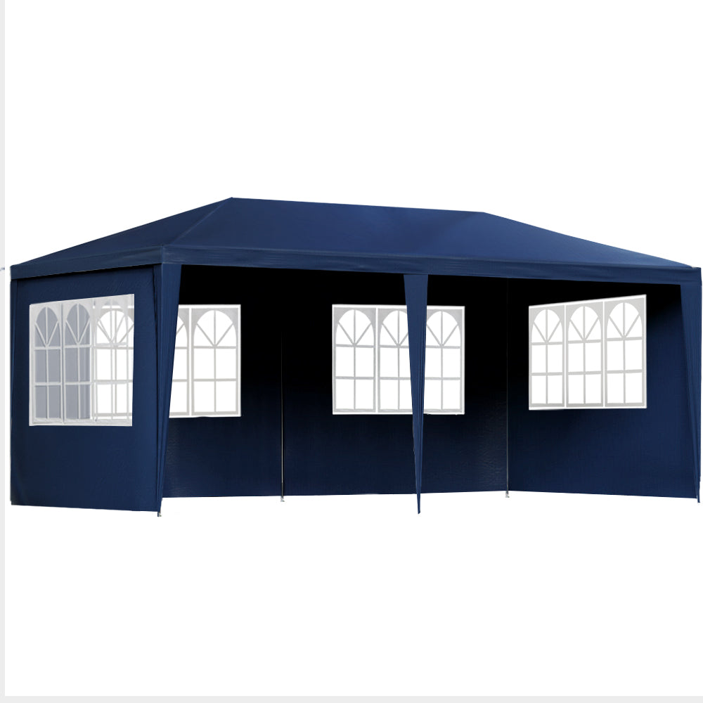 Instahut Gazebo 3x6m Marquee Wedding Party Tent Outdoor Camping Side Wall Canopy 6 Panel Blue-0