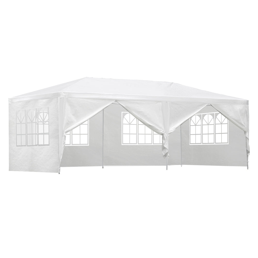 Instahut Gazebo 3x6m Marquee Wedding Party Tent Outdoor Camping Side Wall Canopy 6 Panel White-0