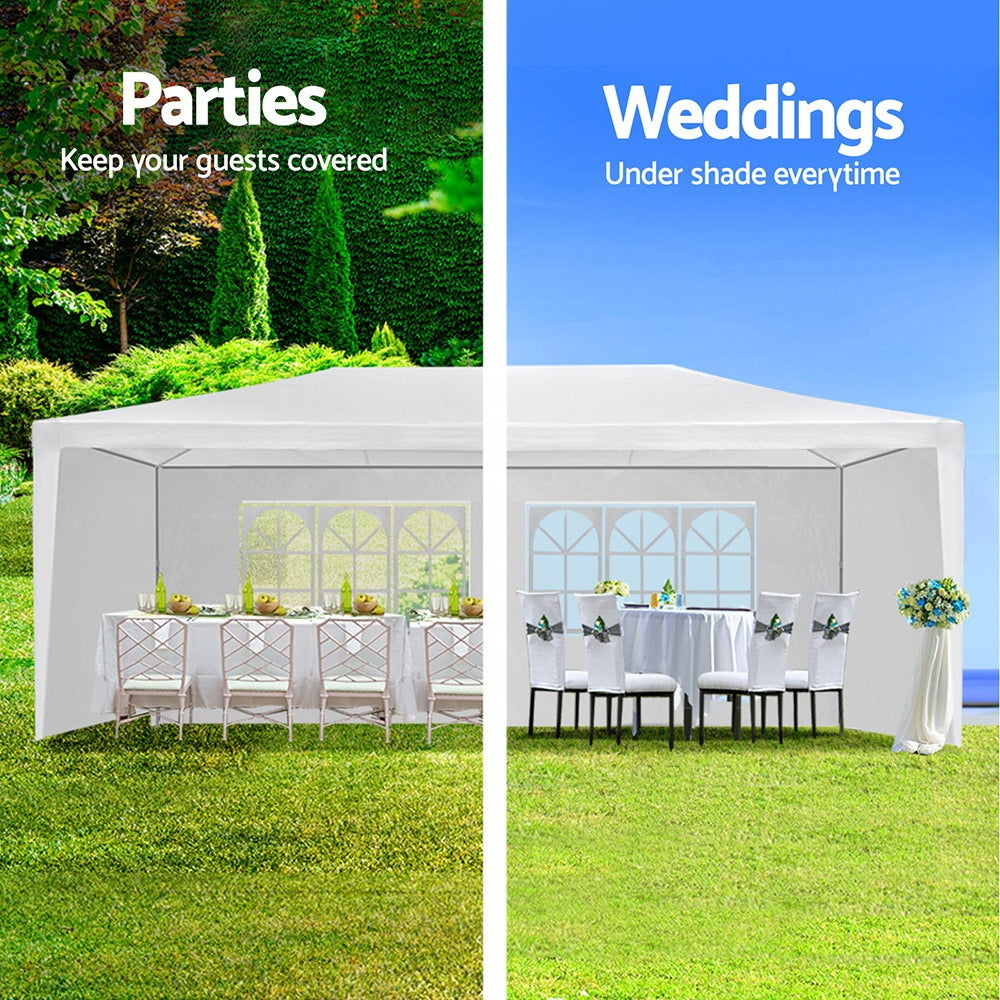 Instahut Gazebo 3x6m Marquee Wedding Party Tent Outdoor Camping Side Wall Canopy 6 Panel White-3