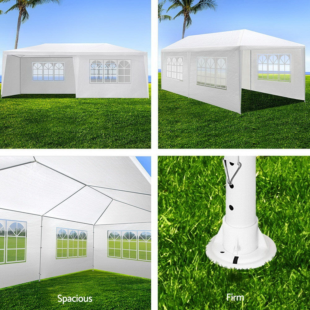 Instahut Gazebo 3x6m Marquee Wedding Party Tent Outdoor Camping Side Wall Canopy 6 Panel White-5