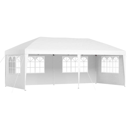 Instahut Gazebo Pop Up Marquee 3x6m Wedding Party Outdoor Camping Tent Canopy Side Wall White-0