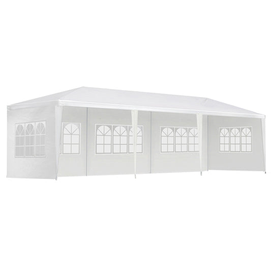 Instahut Gazebo 3x9m Marquee Wedding Party Tent Outdoor Camping Side Wall Canopy 5 Panel White-0