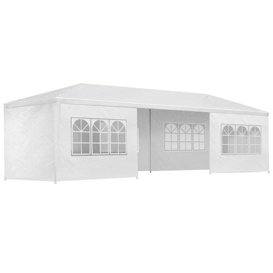 Instahut Gazebo 3x9m Marquee Wedding Party Tent Outdoor Camping Side Wall Canopy 8 Panel White-0