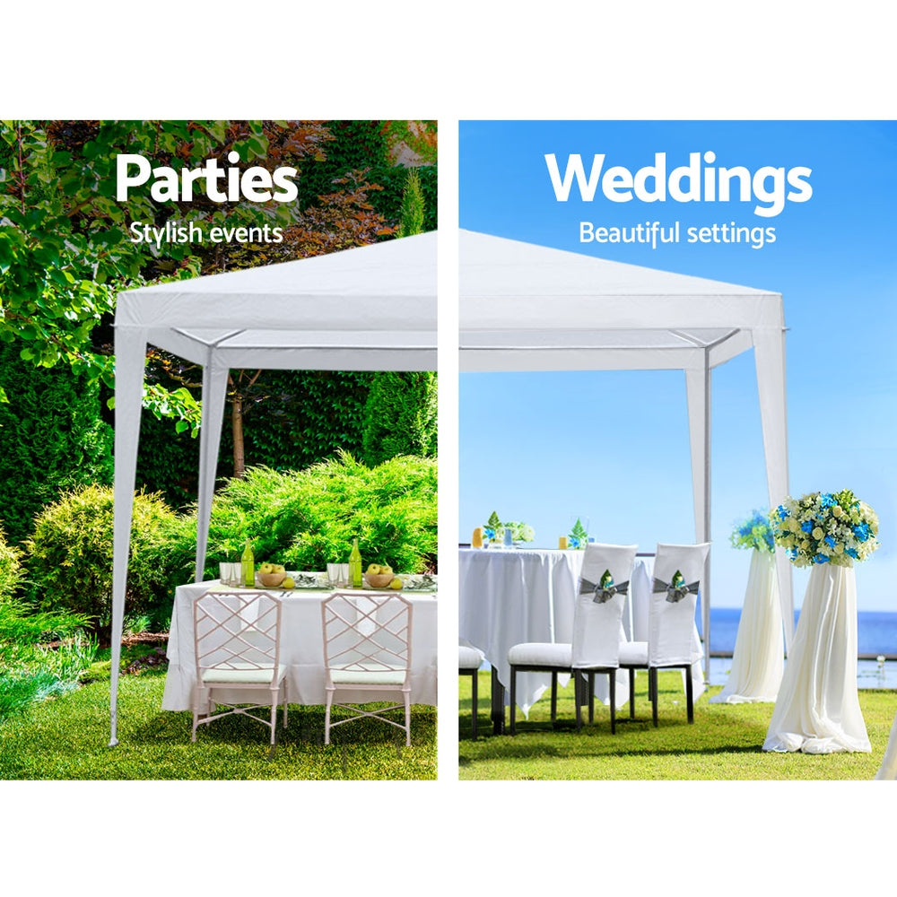 Instahut Gazebo 3x3m Wedding Party Marquee Tent Outdoor Event Camping Canopy Shade White-3