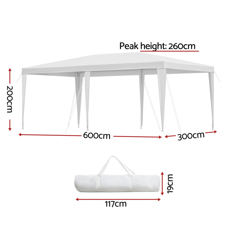 Instahut Gazebo 3x6m Wedding Party Marquee Tent Outdoor Event Camping Canopy Shade White-1