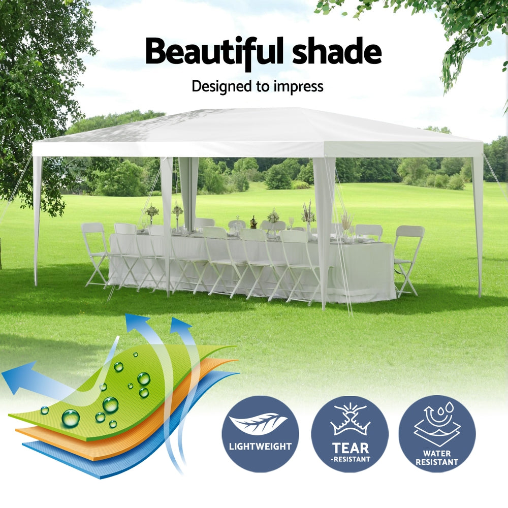 Instahut Gazebo 3x6m Wedding Party Marquee Tent Outdoor Event Camping Canopy Shade White-3