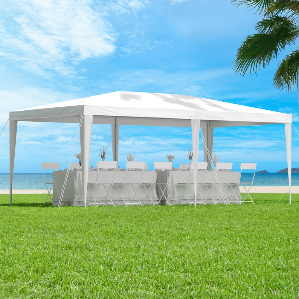 Instahut Gazebo 3x6m Wedding Party Marquee Tent Outdoor Event Camping Canopy Shade White-6
