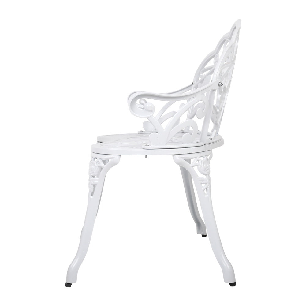 Gardeon Outdoor Garden Bench Seat 100cm Cast Aluminium Outdoor Patio Chair Vintage White-3