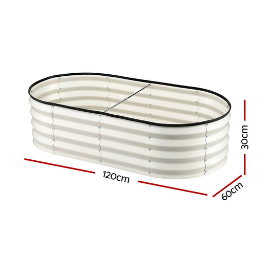 Green Fingers Raised Garden Bed 2 Pack Galvanised Planter Box Rust Resistant 120x60x30cm White