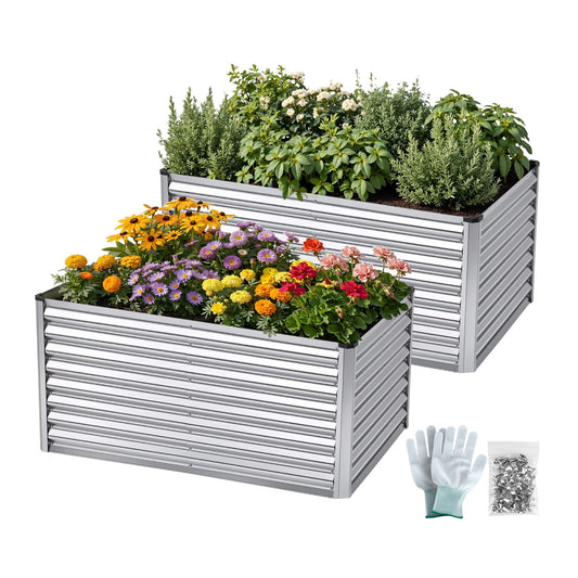 Green Fingers Raised Garden Bed 2 in 1 Modular Galvanised Planter Box Rust Resistant 240x80x60cm