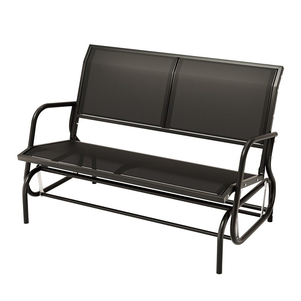 Gardeon Outdoor Garden Bench Seat Swing Glider Rocking 2 Seater Patio Furniture Black-0