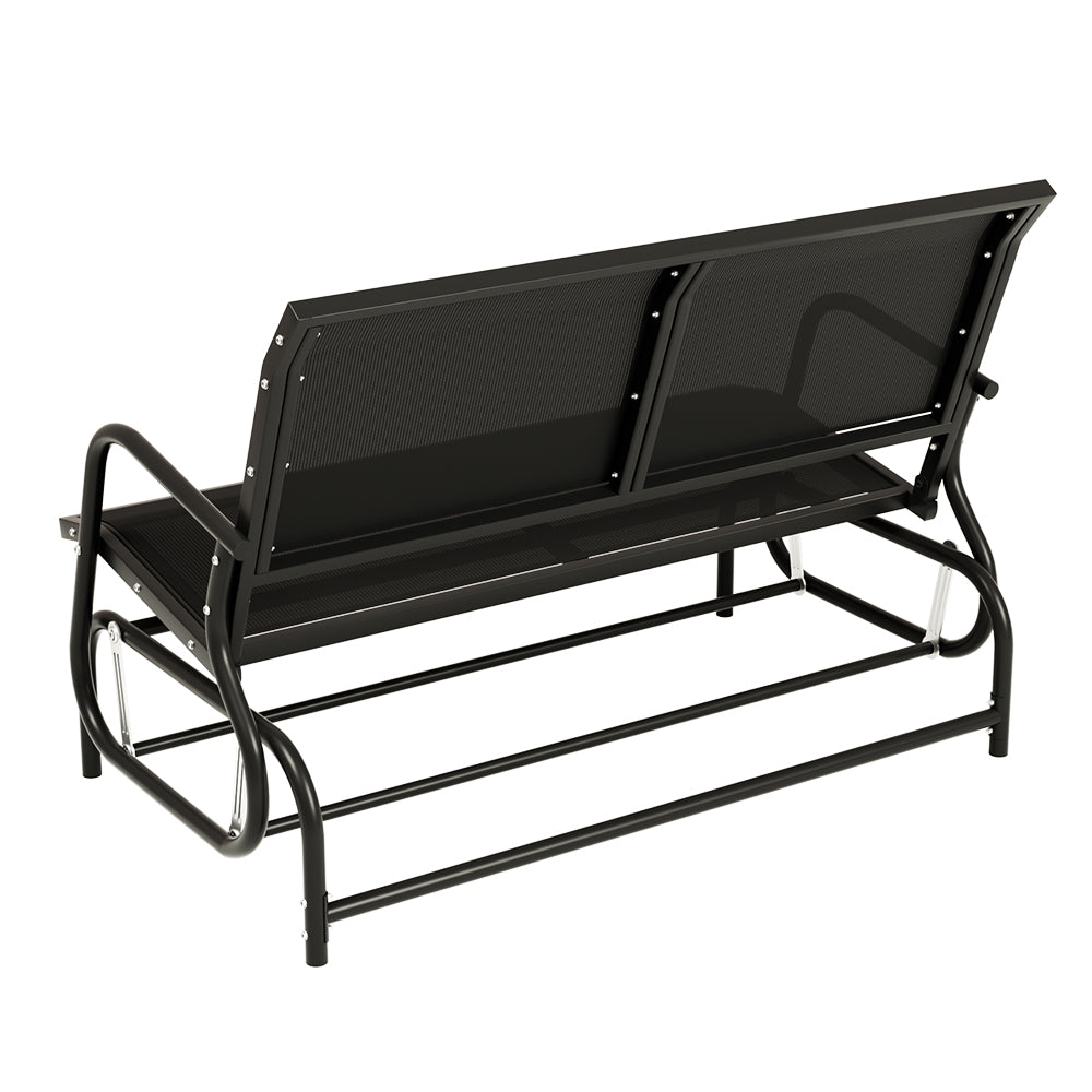 Gardeon Outdoor Garden Bench Seat Swing Glider Rocking 2 Seater Patio Furniture Black-2