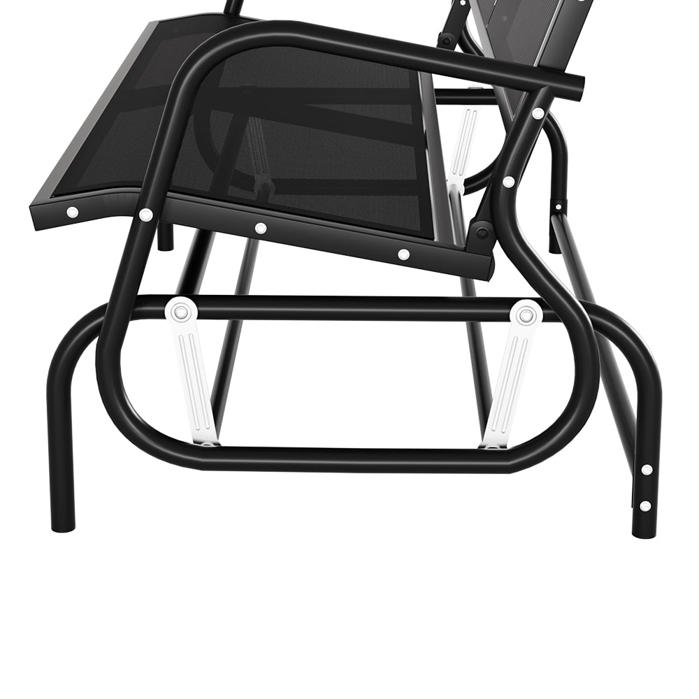 Gardeon Outdoor Garden Bench Seat Swing Glider Rocking 2 Seater Patio Furniture Black-3