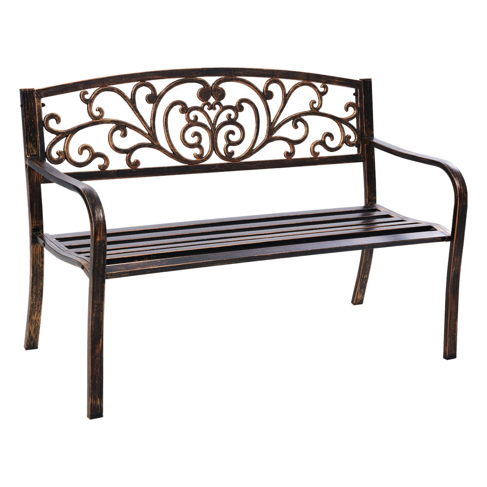 Gardeon Outdoor Garden Bench Seat Steel Outdoor Furniture 3 Seater Park Bronze-0