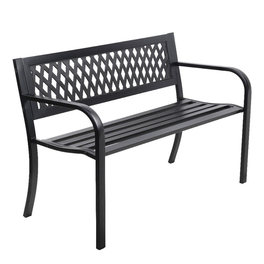 Gardeon Outdoor Garden Bench Seat Steel Outdoor Furniture 2 Seater Park Black-0